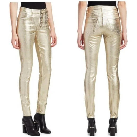 J Brand Denim - J Brand Maria Gold Messaline High Rise Skinny Jeans